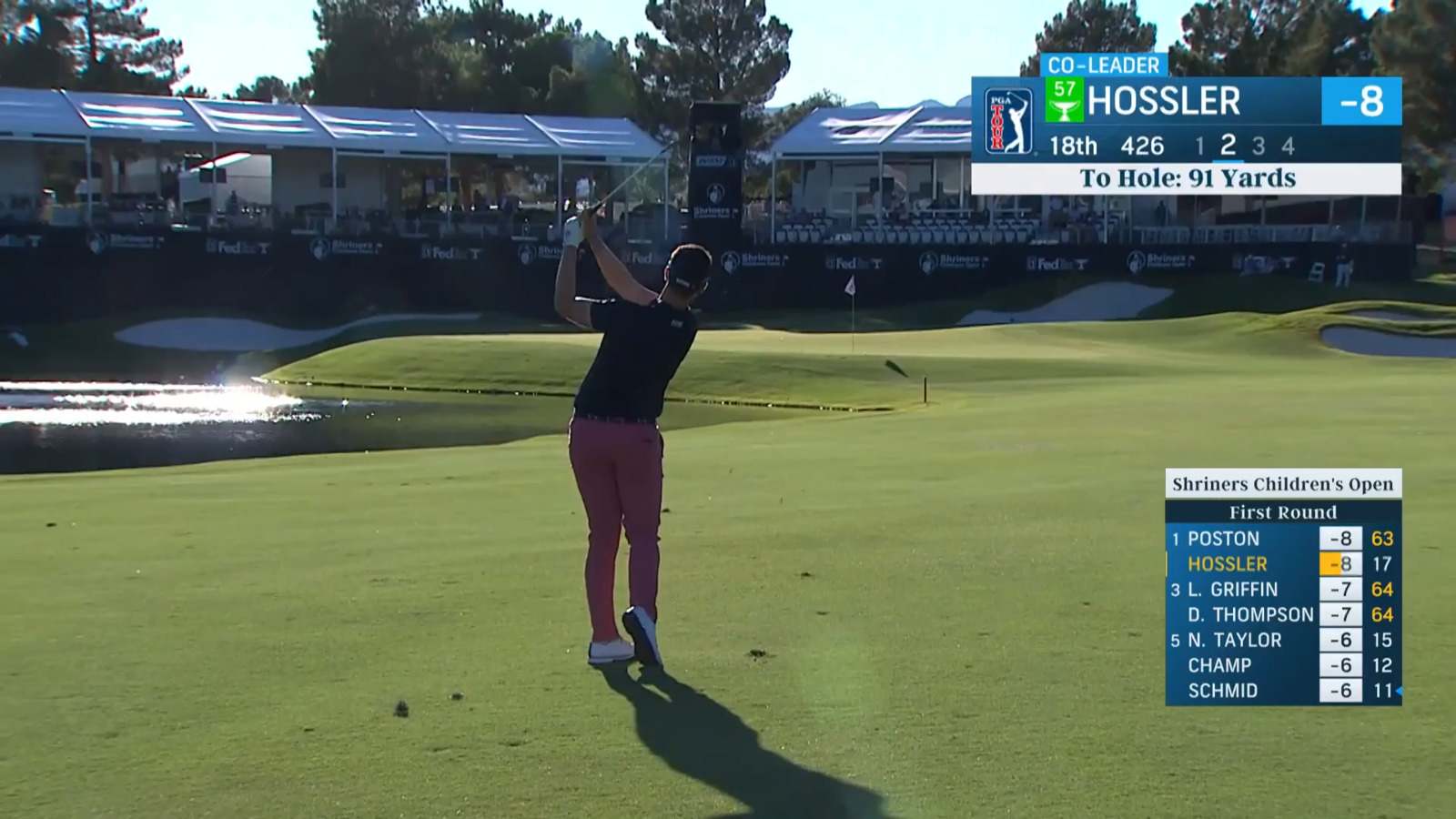 Beau Hossler uses nice approach to set up birdie at Shriners Children's Open