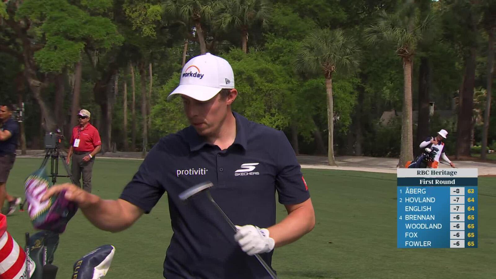 Matt Fitzpatrick gets up-and-down from 120 yards for birdie on No. 12 at RBC Heritage