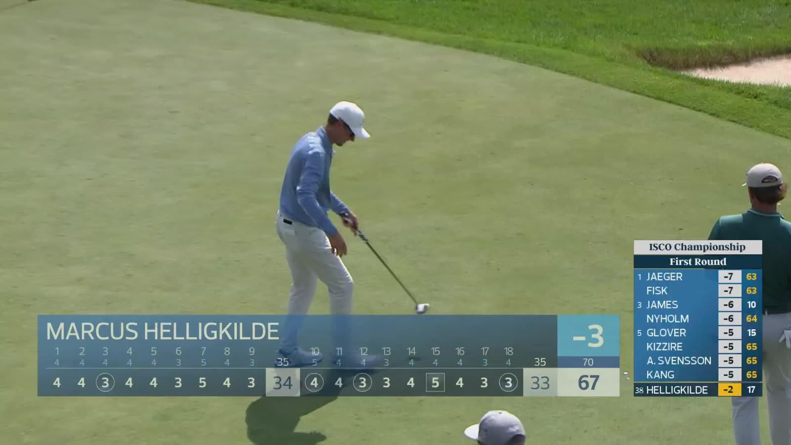 Marcus Helligkilde sinks 14-foot putt for birdie on No. 18 at ISCO Championship
