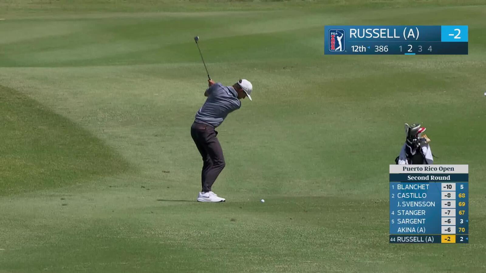 Miles Russell makes birdie on No. 12 at Puerto Rico