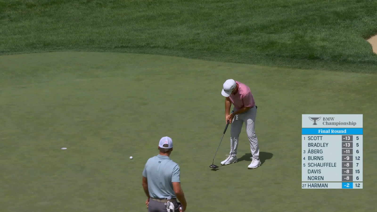 Brian Harman slides in birdie putt at BMW Championship