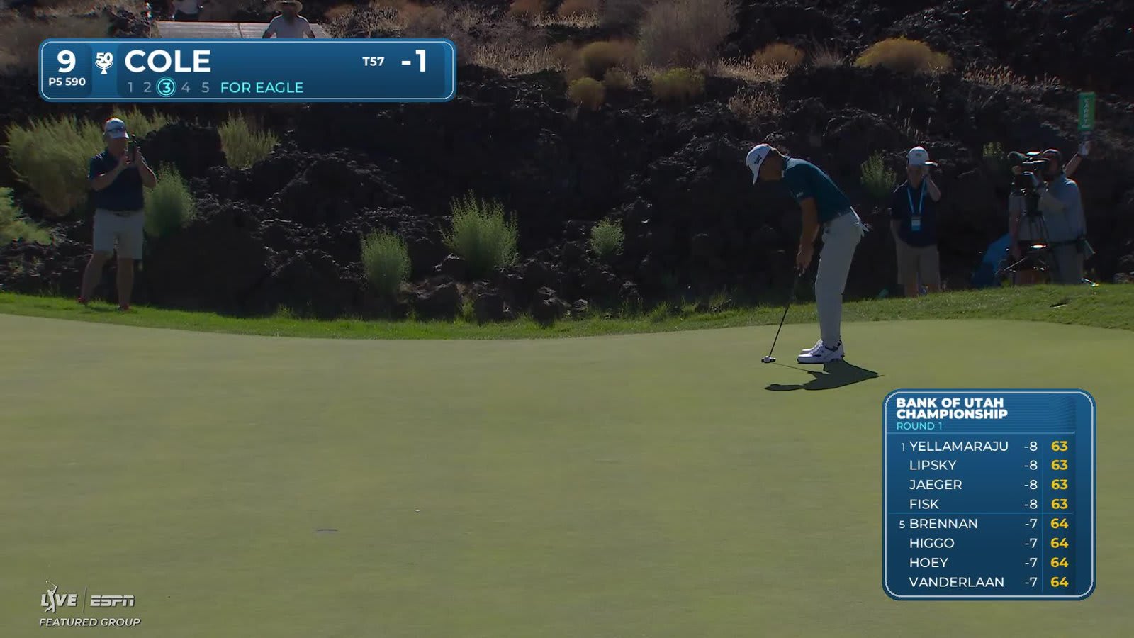 Eric Cole makes 2-foot putt for birdie on No. 9 at Bank of Utah