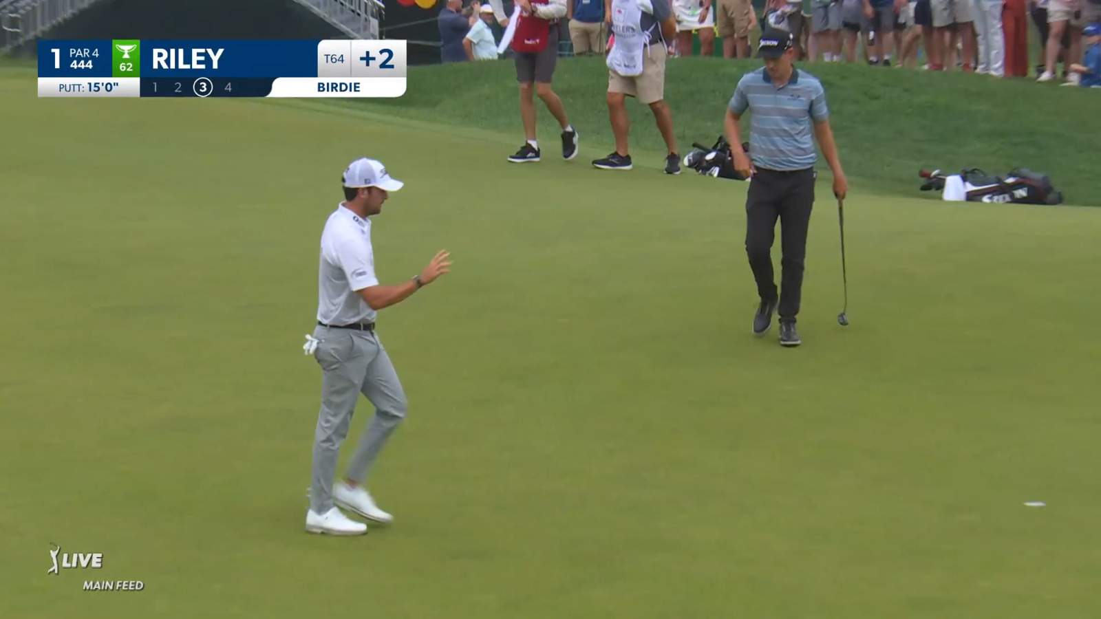 Davis Riley jars 15-footer for birdie at Travelers