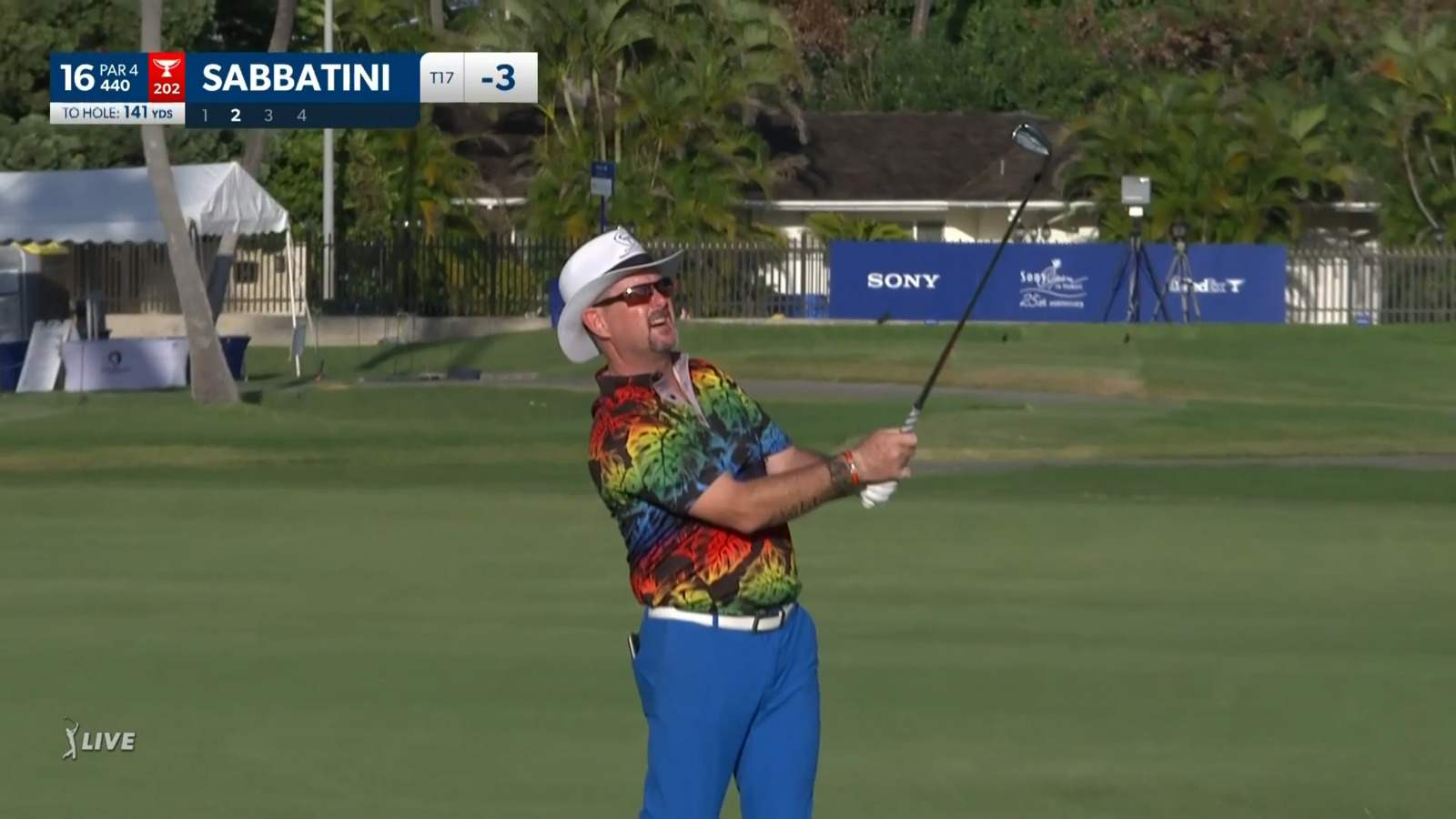 Rory Sabbatini's approach to 17 feet yields birdie at Sony Open