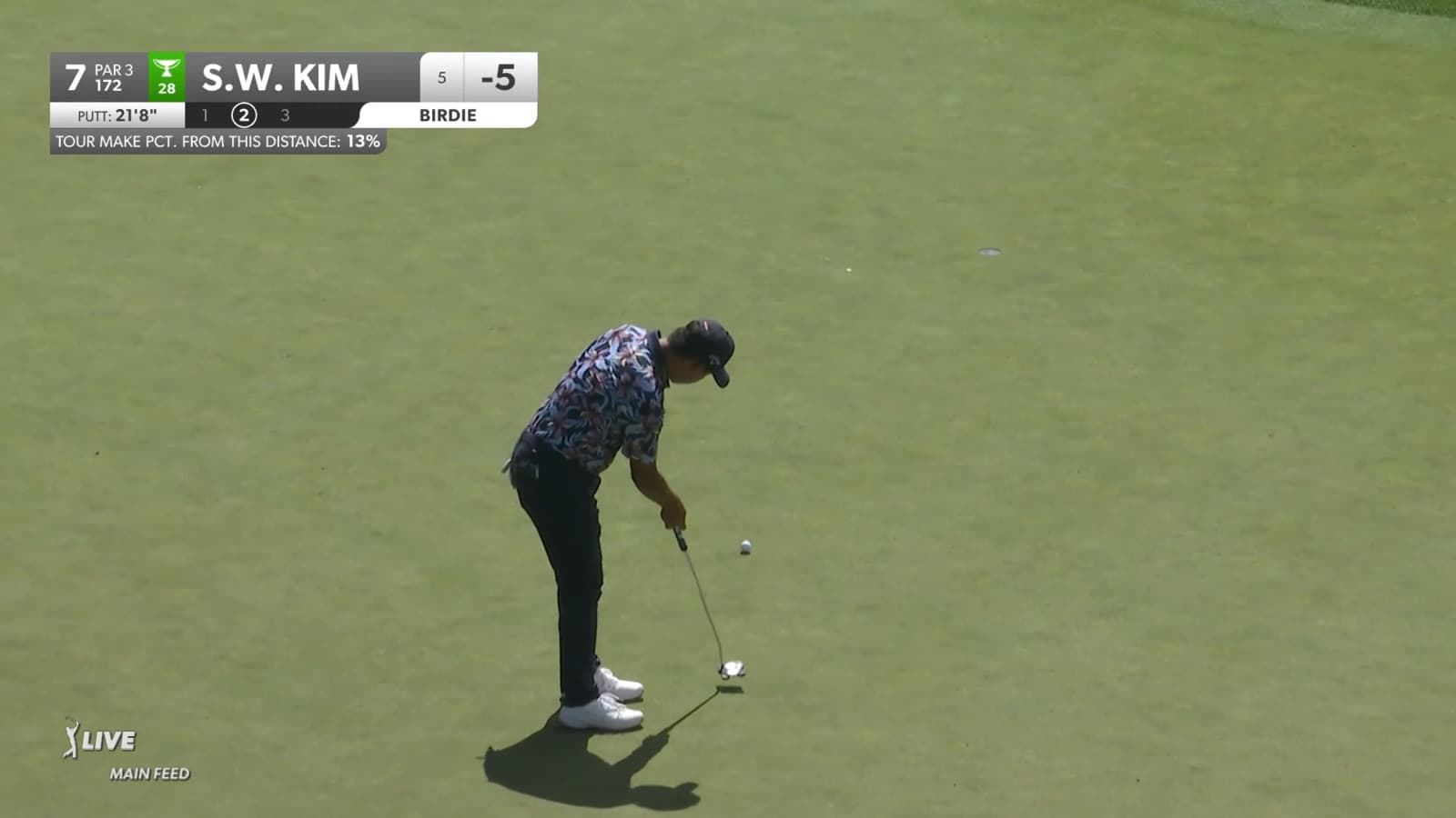 Si Woo Kim curves in 21-foot birdie putt at BMW Championship