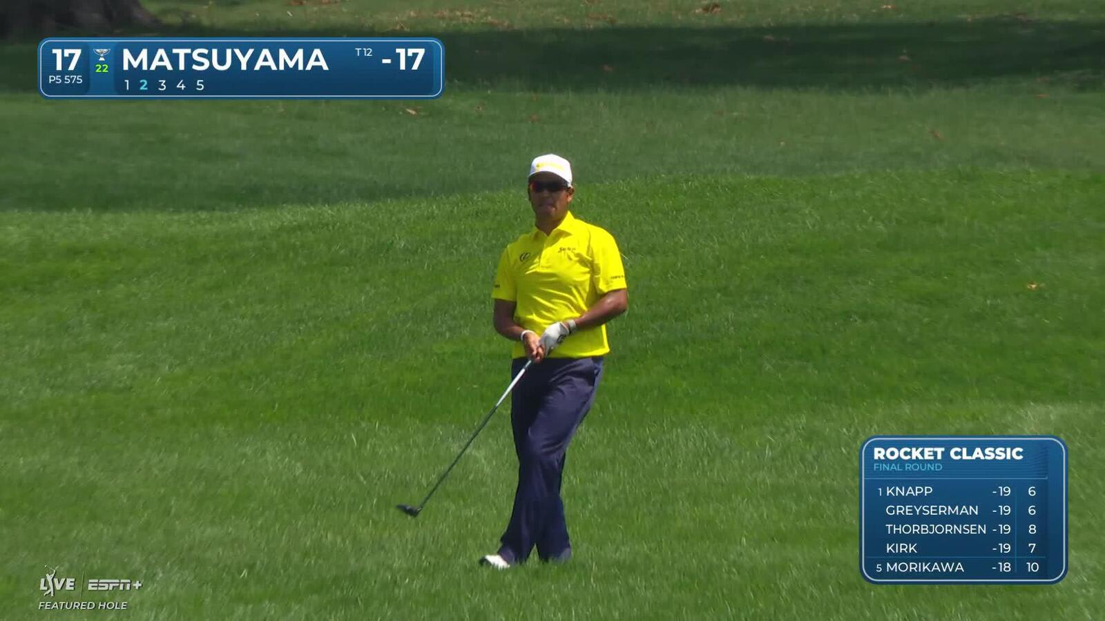 Hideki Matsuyama pitches it close for birdie at Rocket Classic
