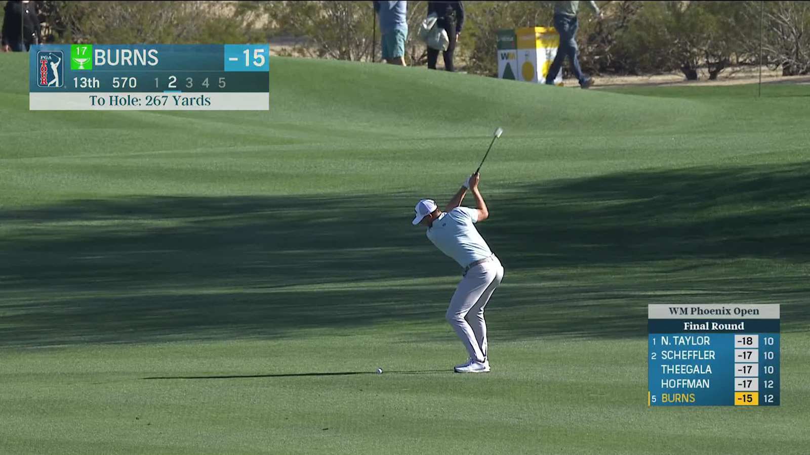 Sam Burns powers approach to back of green and eagles at WM Phoenix Open