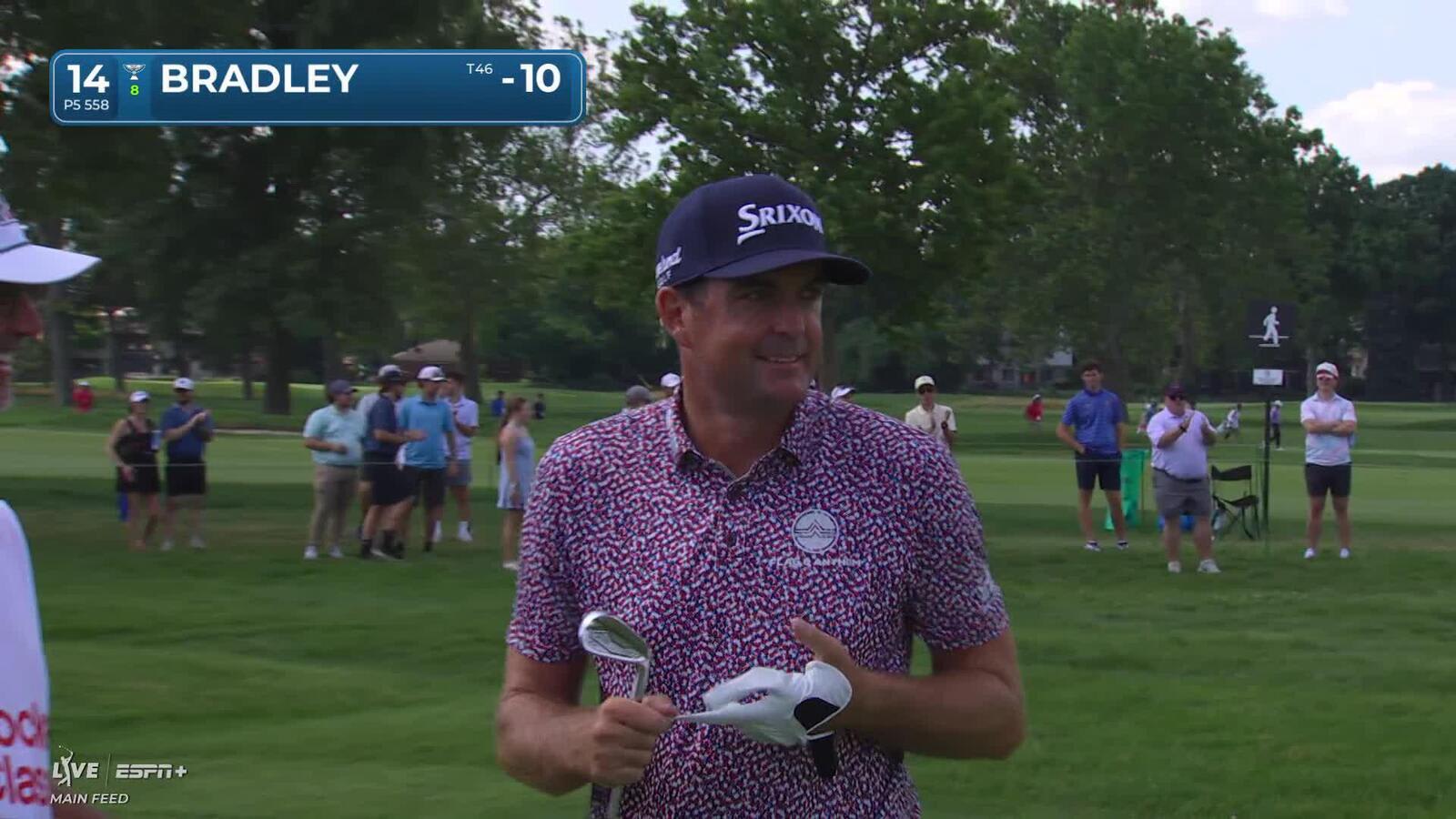 Keegan Bradley rolls in eagle putt at Rocket Classic