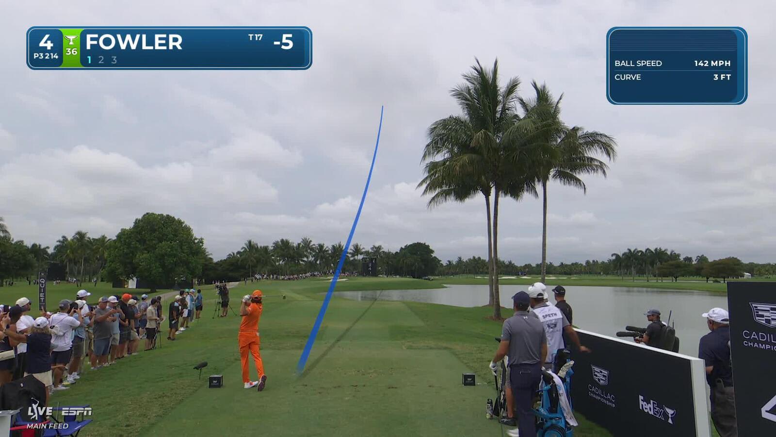 Rickie Fowler nearly aces No. 4 at Cadillac