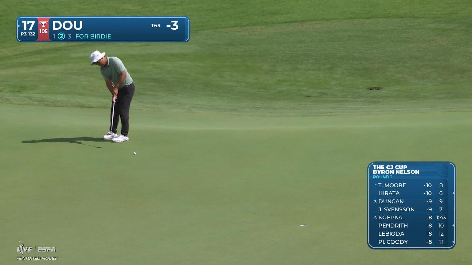 Zecheng Dou sinks 28-foot birdie putt on No. 17 at THE CJ CUP