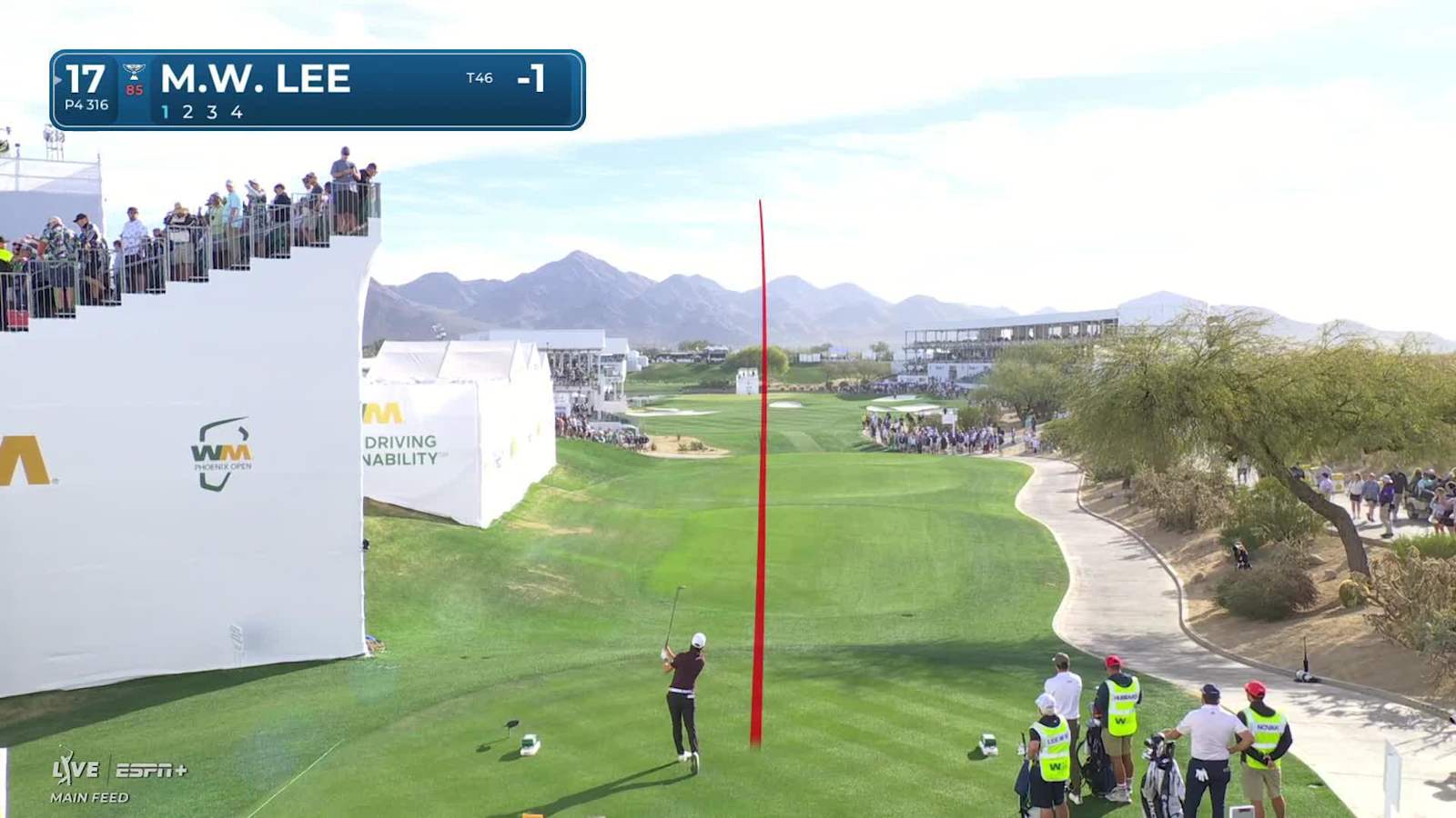 Min Woo Lee impressive par-4 tee shot leads to birdie at WM Phoenix Open
