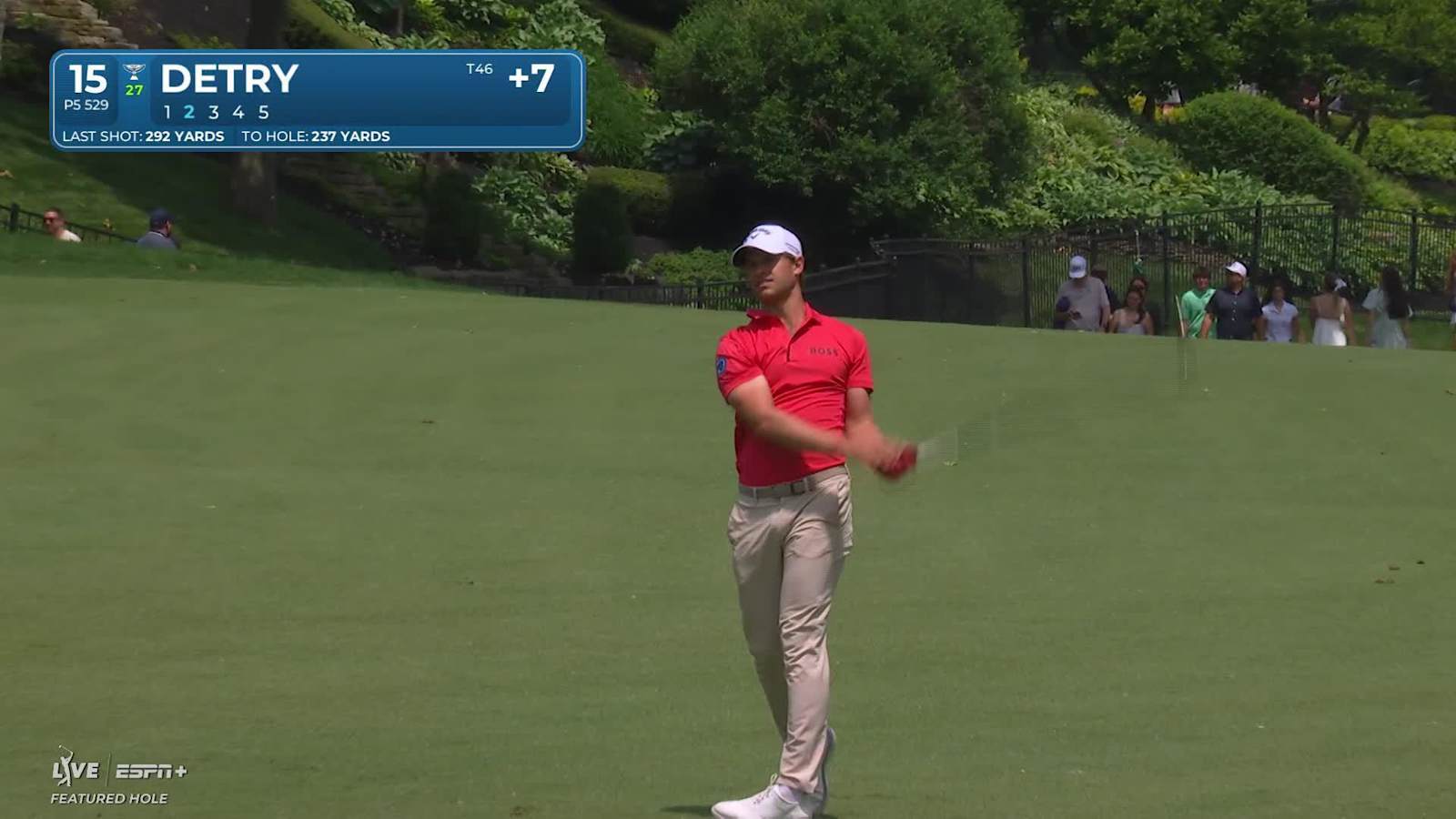 Thomas Detry makes birdie on No. 15 at the Memorial