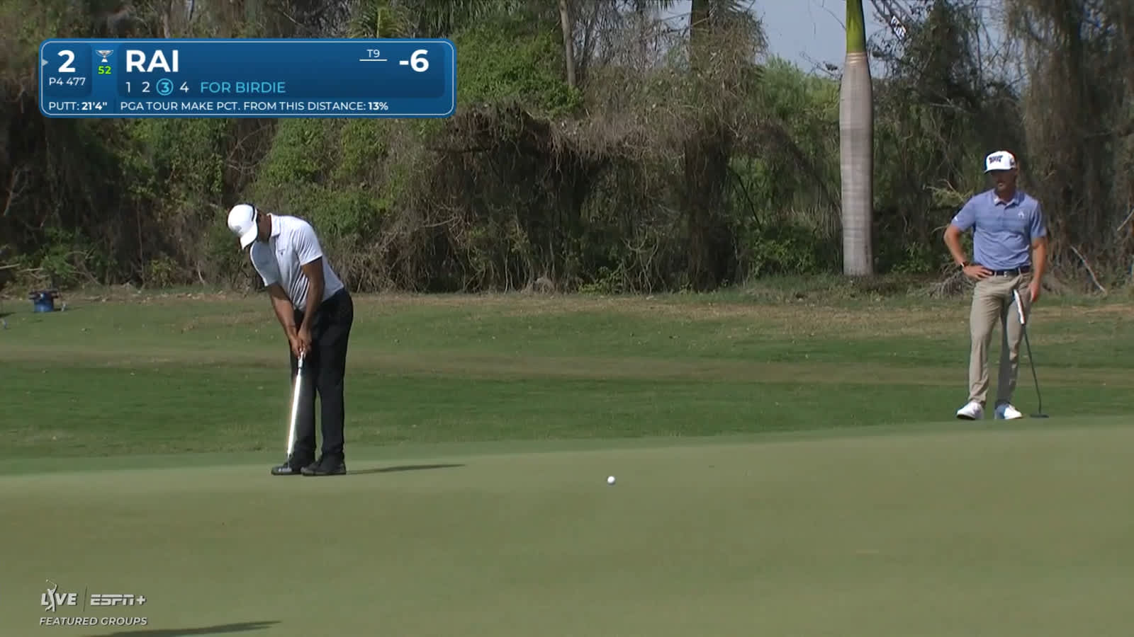 Aaron Rai sinks a 21-foot birdie putt at Mexico Open