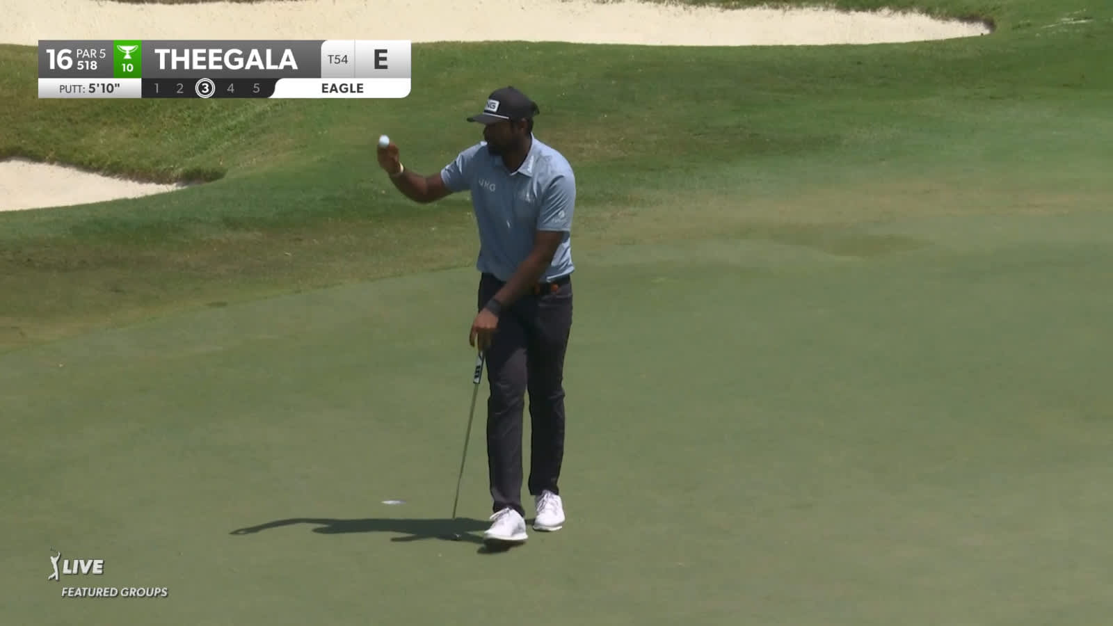 Sahith Theegala's approach to 5 feet leads to eagle at FedEx St. Jude