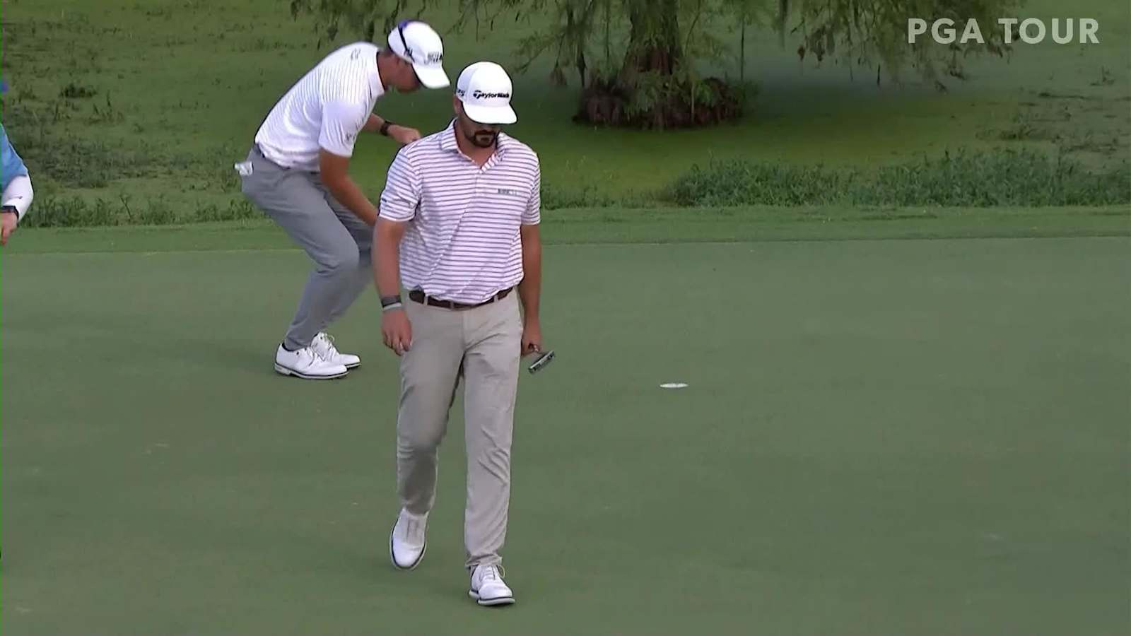 Chad Ramey rolls in a 32-foot birdie putt at Sanderson Farms
