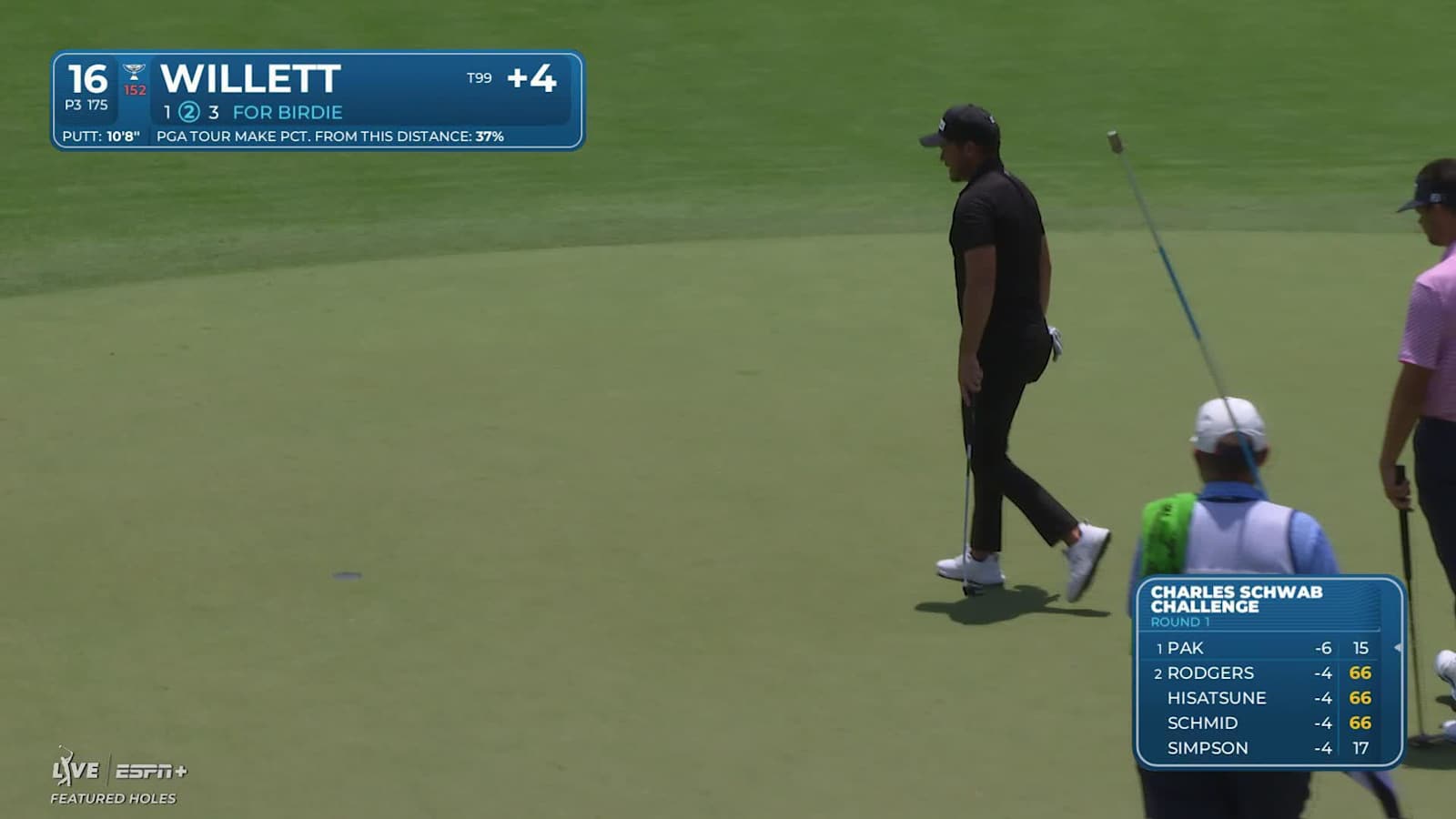 Danny Willett makes birdie on No. 16 at Charles Schwab