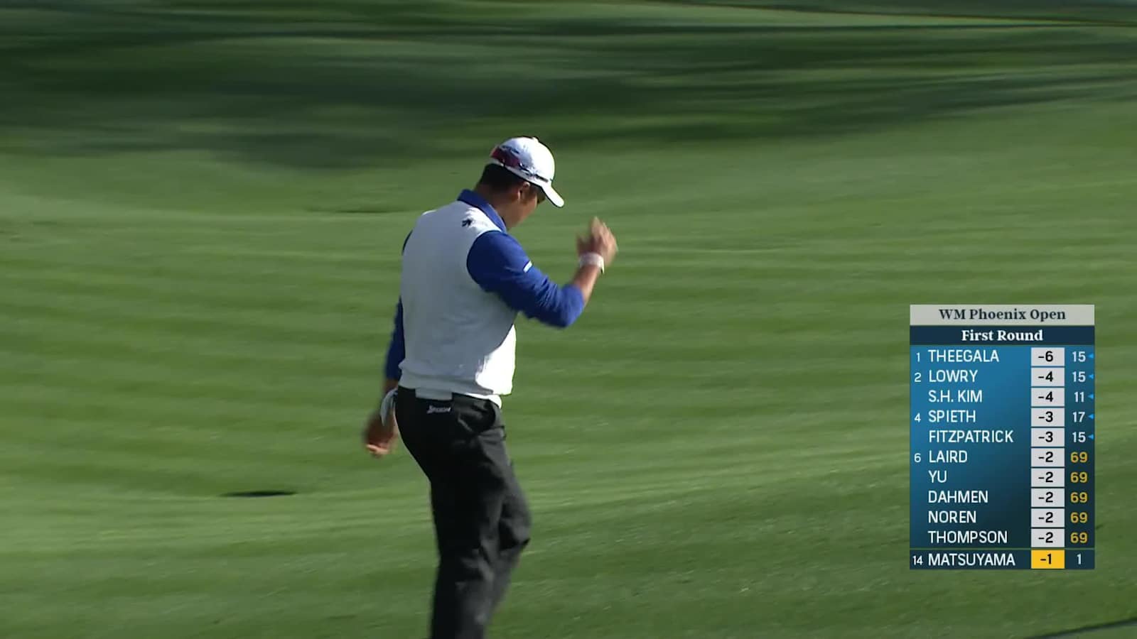 Hideki Matsuyama holes chip shot from 35 feet for birdie at WM Phoenix Open