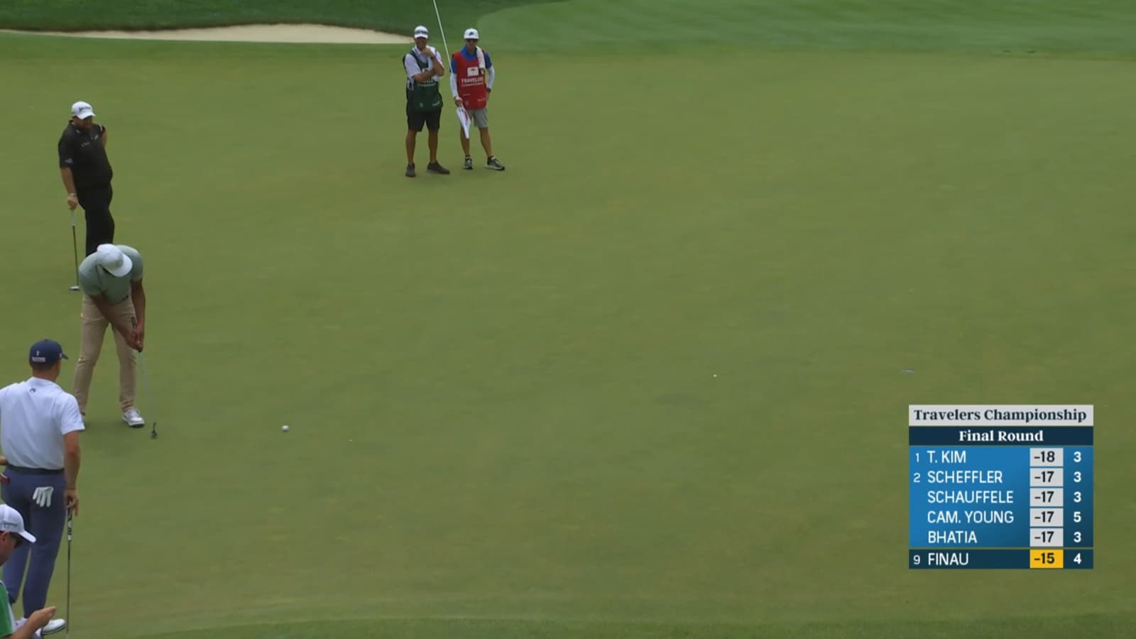 Tony Finau sinks 22-footer for birdie at Travelers