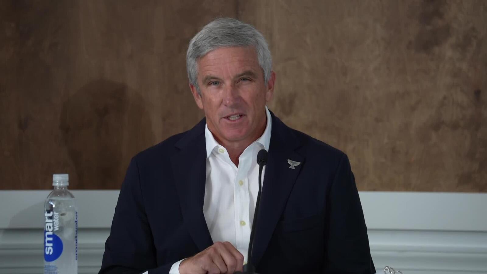 Jay Monahan gives opening statement at TOUR Championship