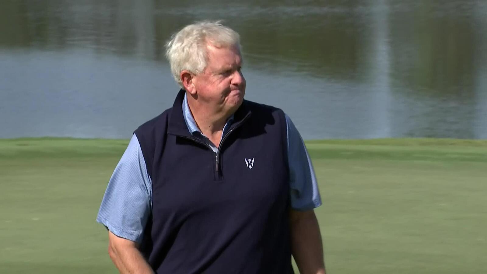 Colin Montgomerie nearly holes out to set up birdie at World Champions Cup