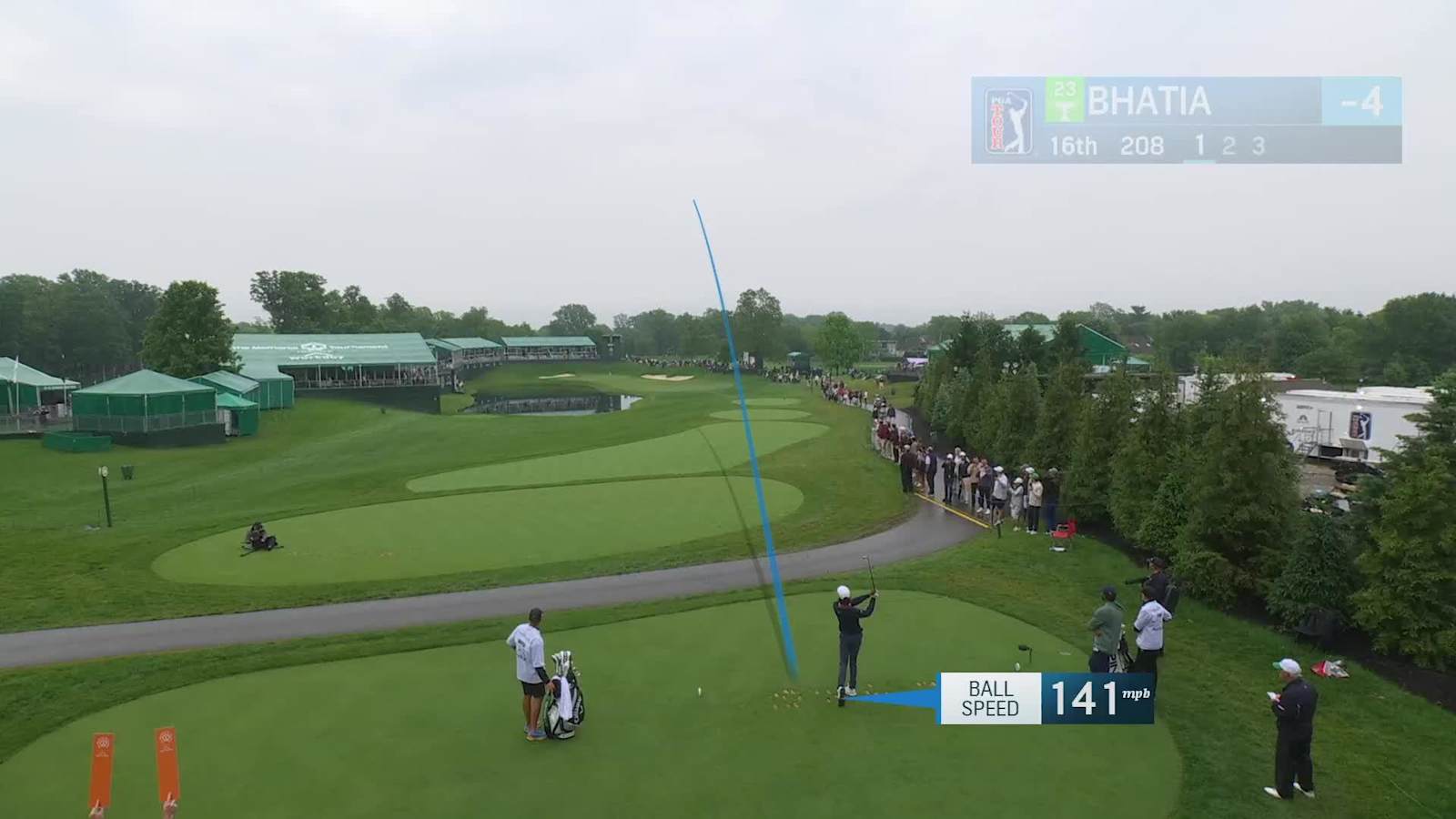 Akshay Bhatia makes birdie on No. 16 at the Memorial