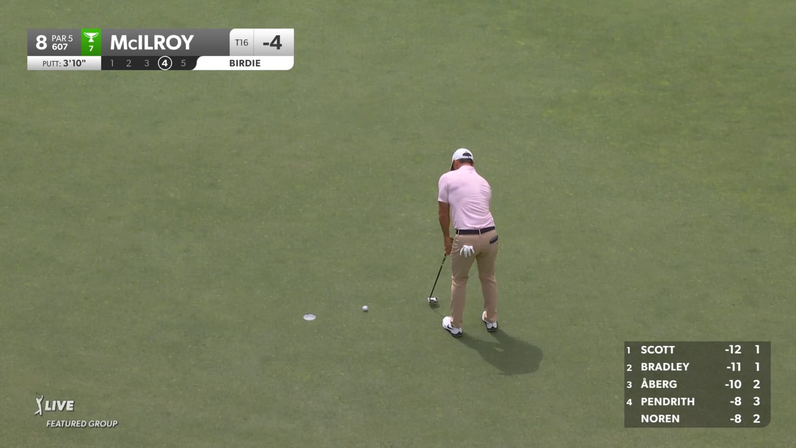 Rory McIlroy rolls in birdie putt at BMW Championship