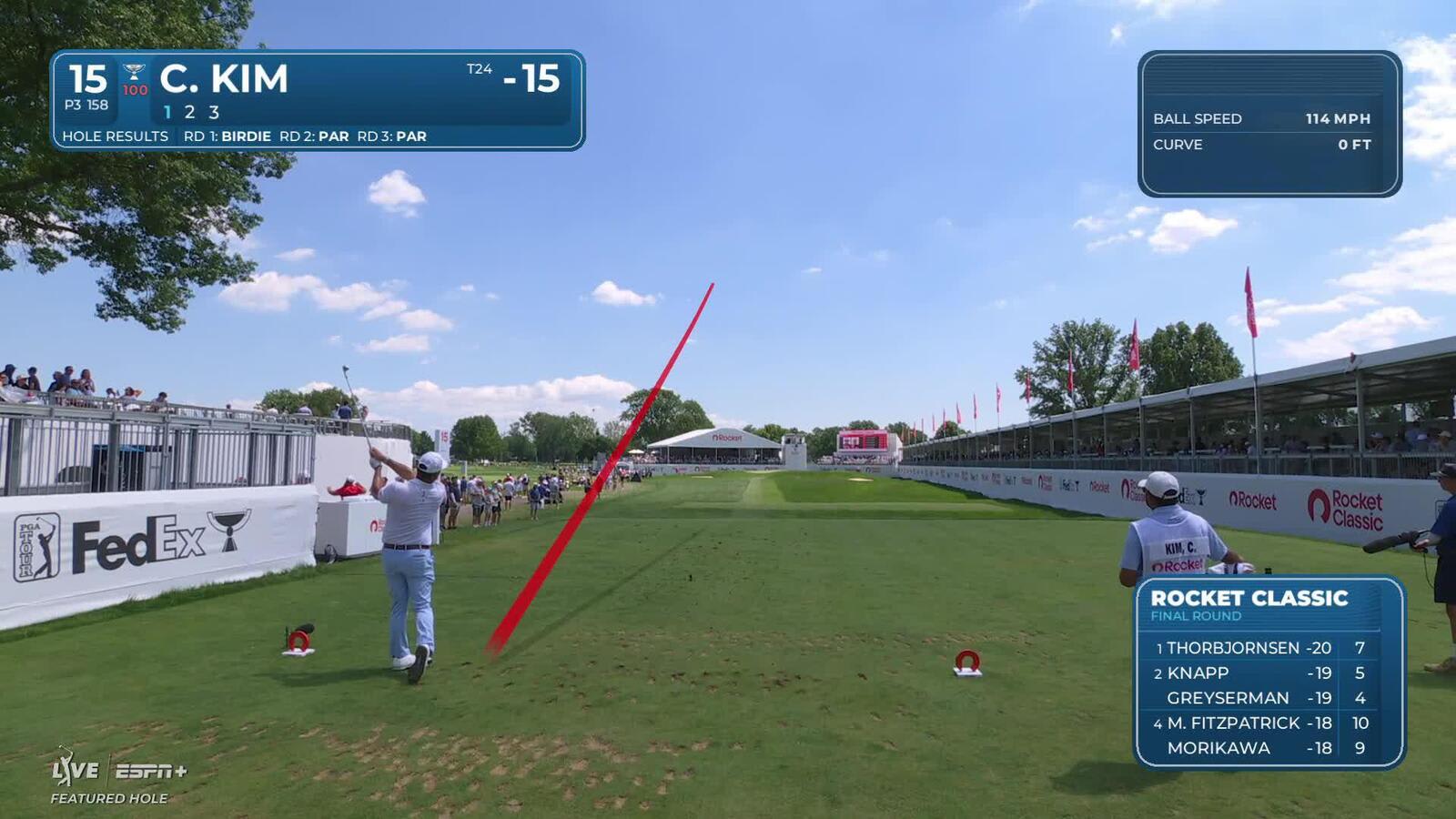 Chan Kim sinks a 20-foot birdie putt on No. 15 at Rocket Classic