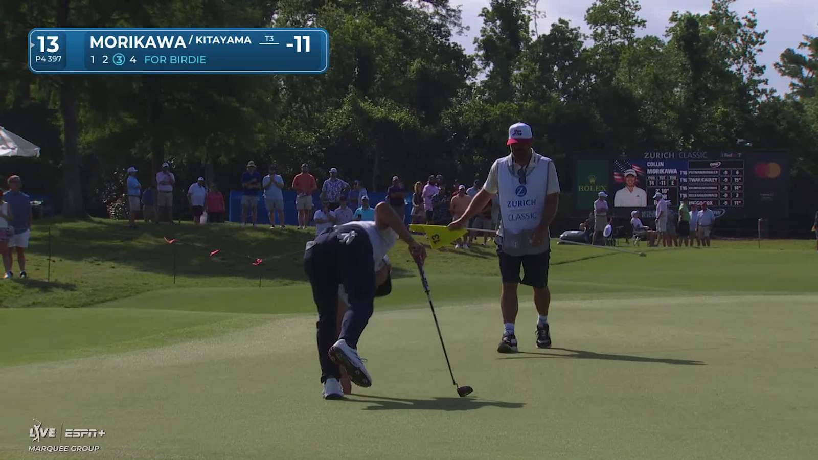 Kurt Kitayama's smooth approach leads to birdie for Collin Morikawa/Kurt Kitayama at Zurich Classic
