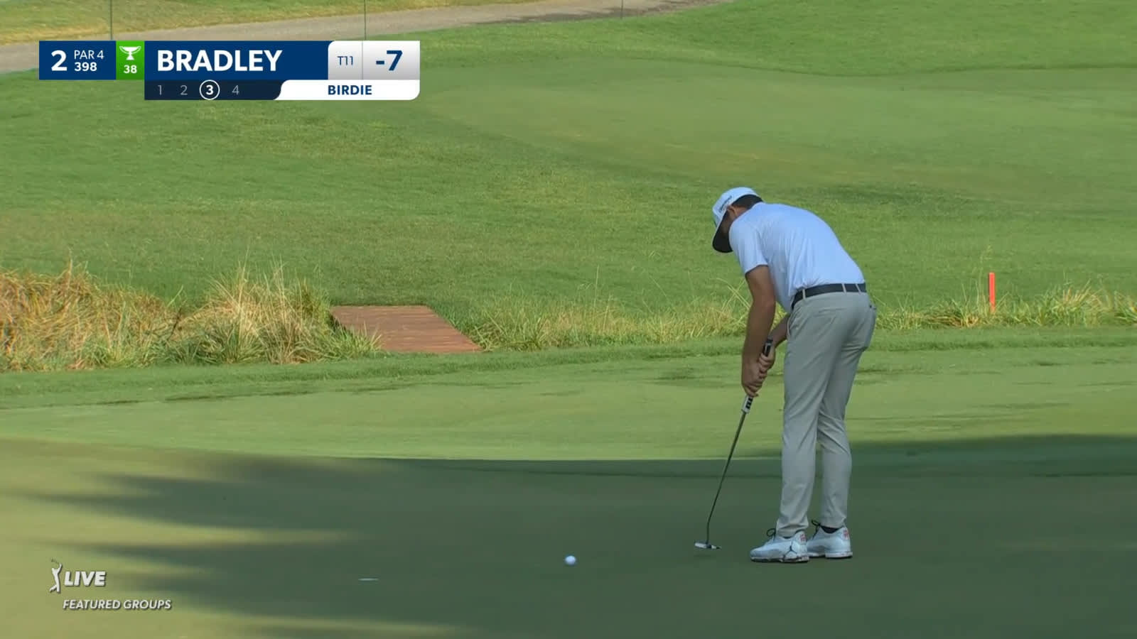 Keegan Bradley cards short birdie putt at Wyndham