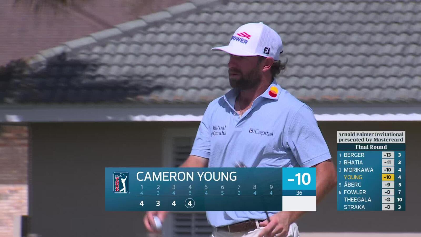 Cameron Young sinks 17-foot birdie putt on No. 4 at Arnold Palmer