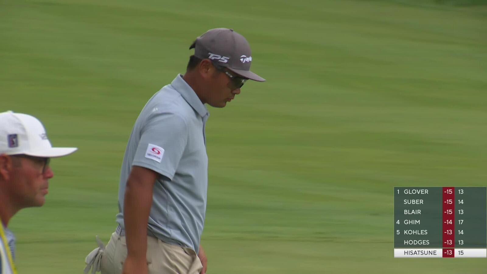 Ryo Hisatsune gets up-and-down from 137 yards for birdie on No. 15 at John Deere