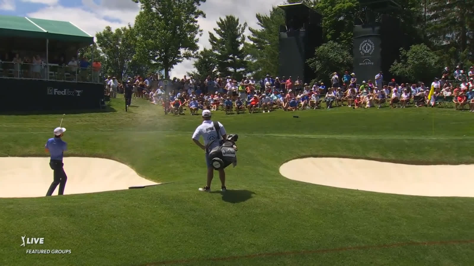 Max Homa gets up-and-down from bunker for birdie at the Memorial