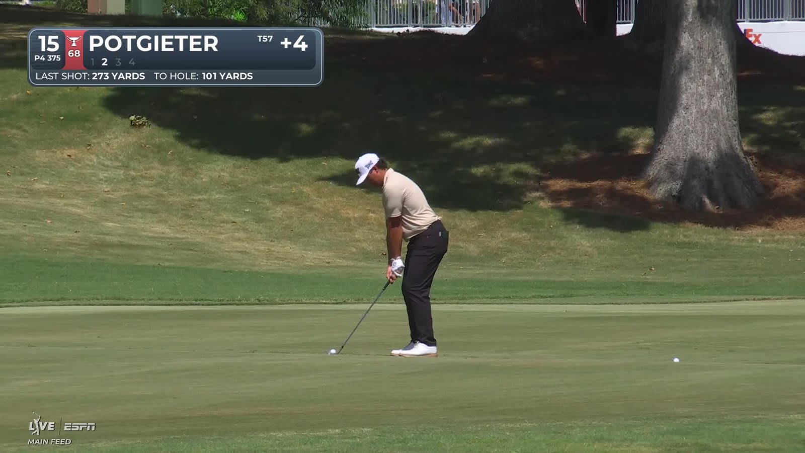 Aldrich Potgieter gets up-and-down from 102 yards for birdie on No. 15 at FedEx St. Jude