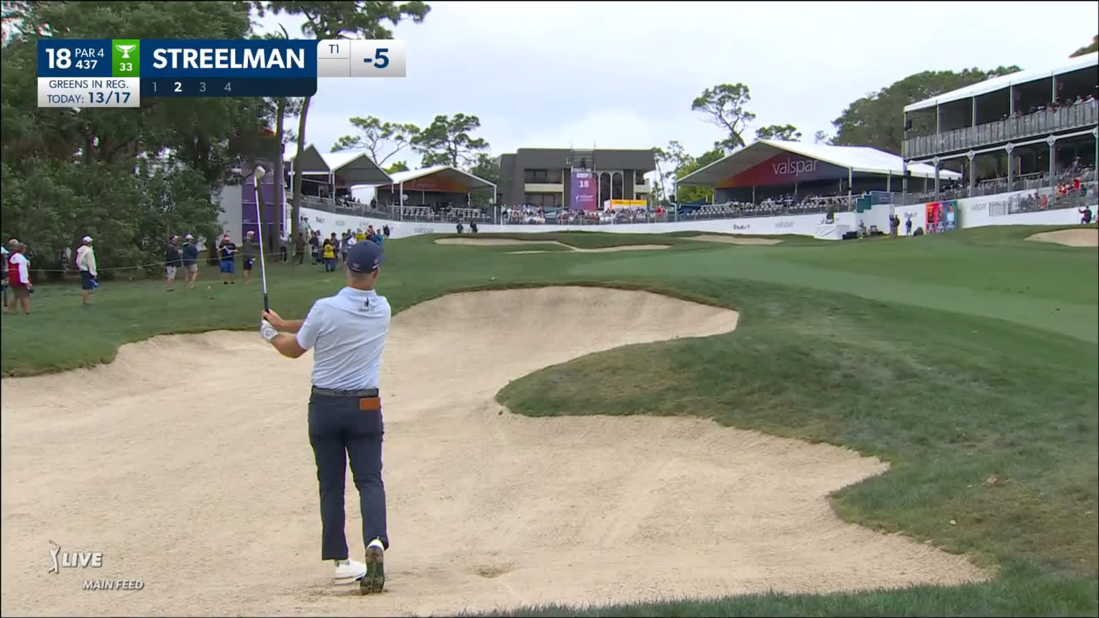 Kevin Streelman's approach from the land leads to birdie at Valspar