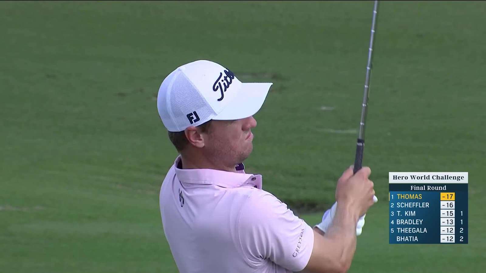 Justin Thomas throws a dart to set up birdie at Hero World Challenge