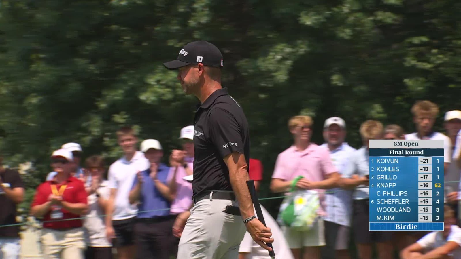 Brian Harman sinks 32-foot birdie putt on No. 5 at 3M Open
