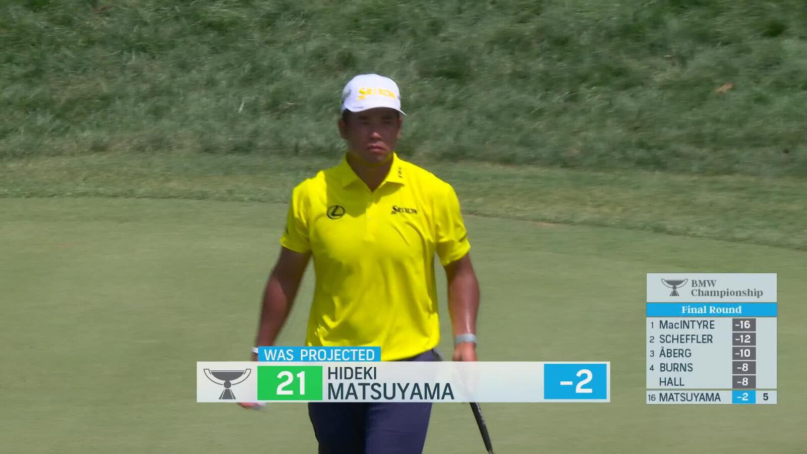 Hideki Matsuyama drops in birdie on No. 5 at BMW Championship
