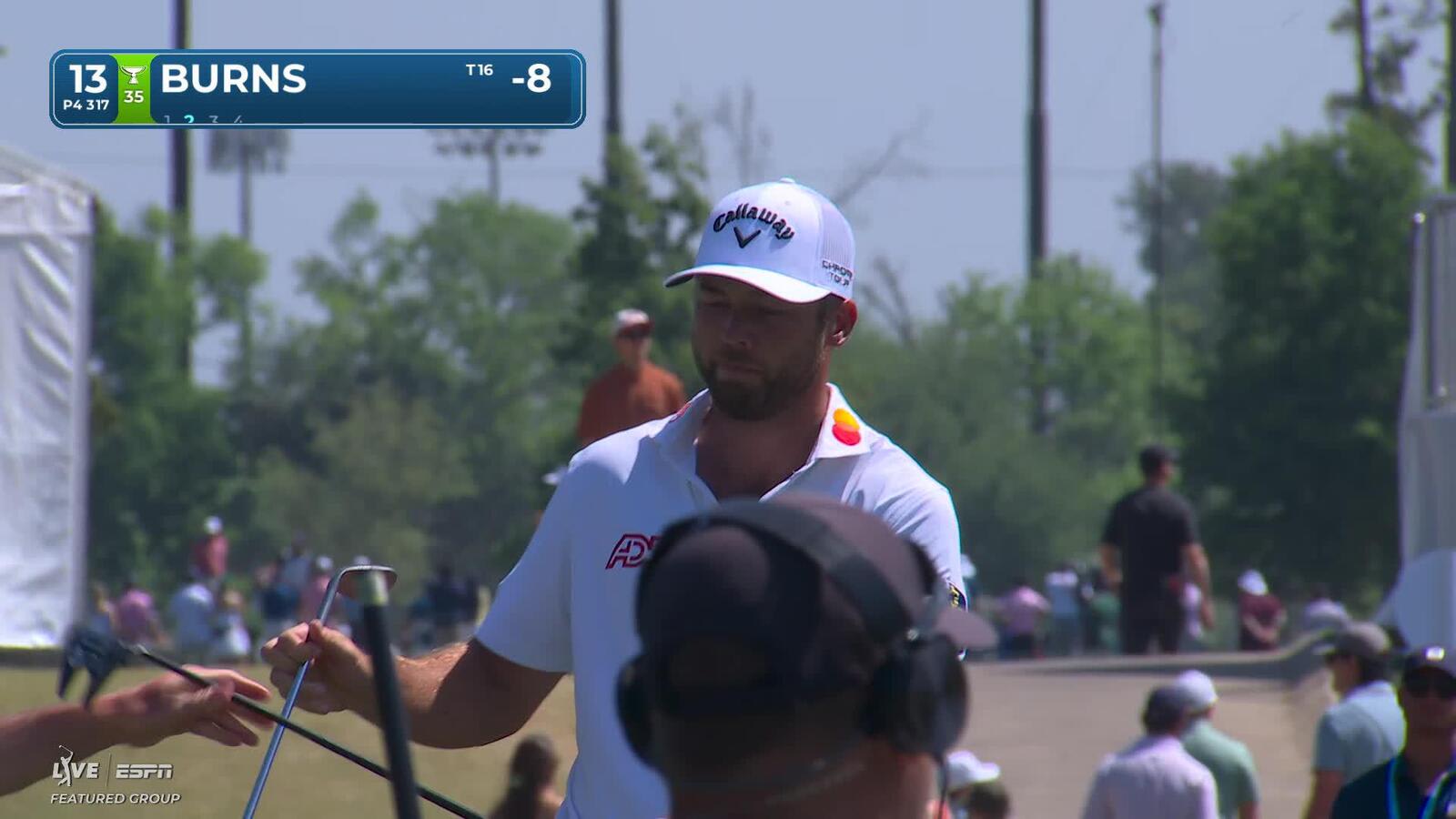 Sam Burns drains 6-foot birdie putt on No. 13 at Texas Children's