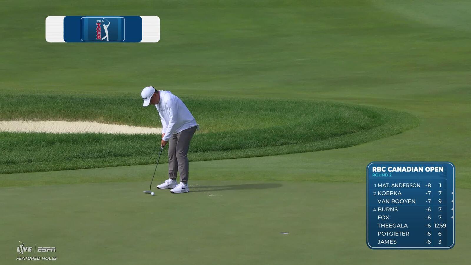 Doug Ghim sinks 13-foot putt for birdie on No. 14 at RBC Canadian