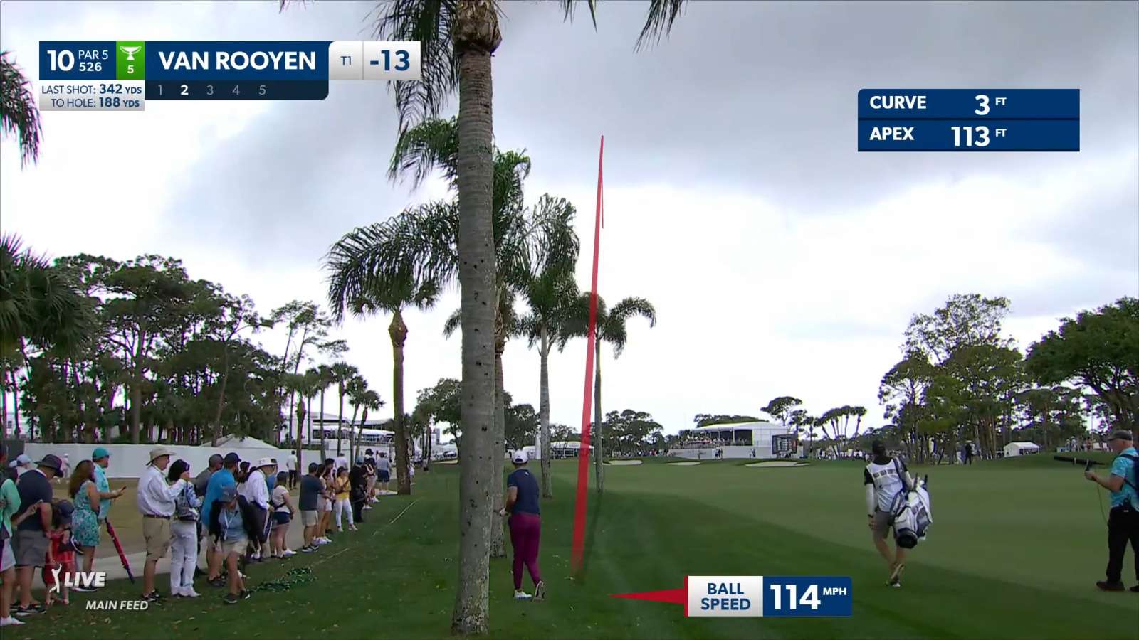 Erik van Rooyen digs it out of the rough and over a tree to set up birdie at Cognizant Classic
