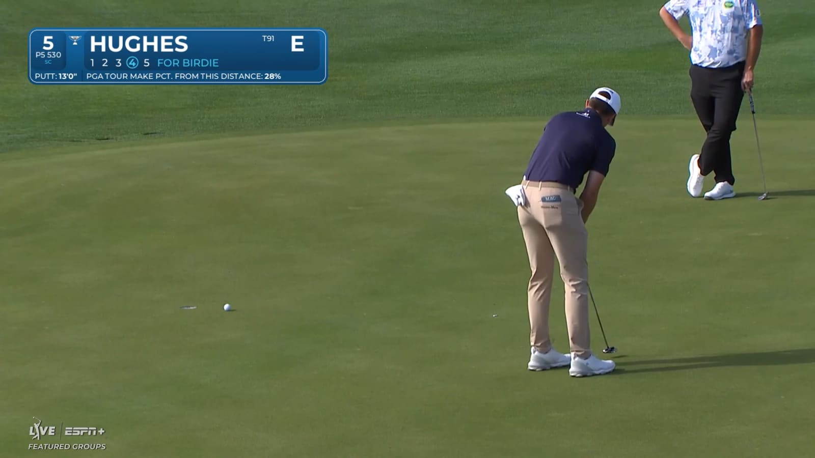 Mackenzie Hughes sends in birdie putt at The American Express