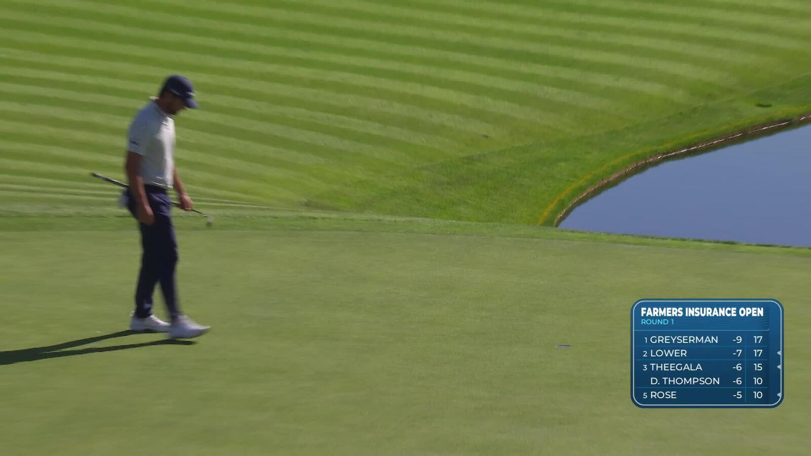 Steven Fisk sinks 24-foot birdie putt on No. 18 at Farmers