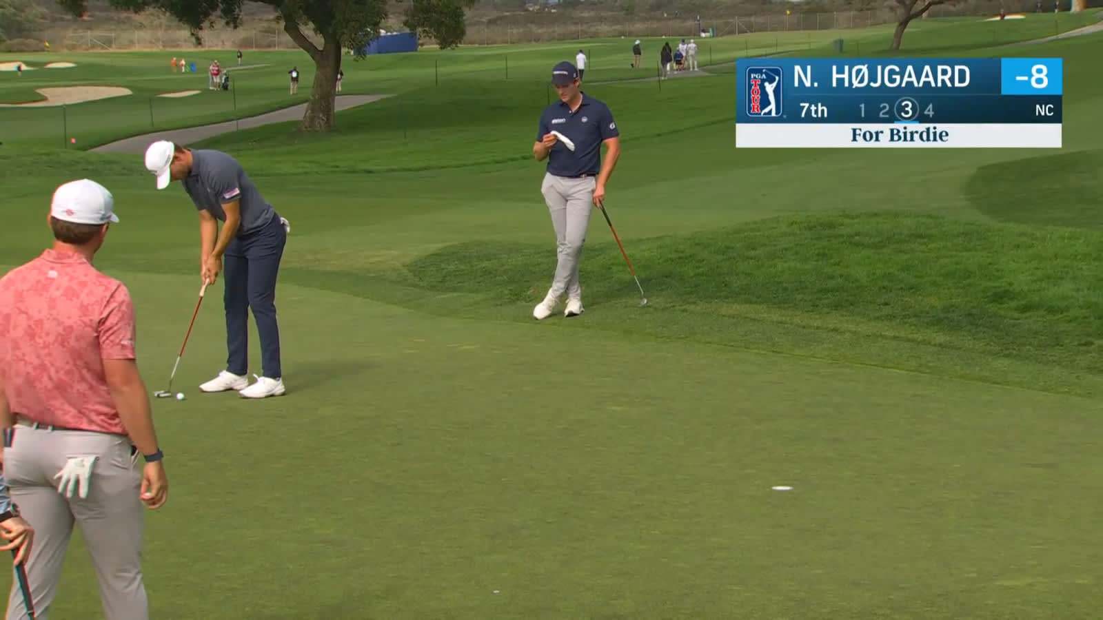 Nicolai Højgaard makes fourth-straight birdie on No. 7 at Farmers