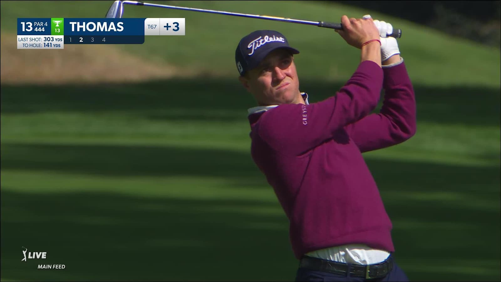 Justin Thomas' approach shot to 8 feet yields birdie at Genesis