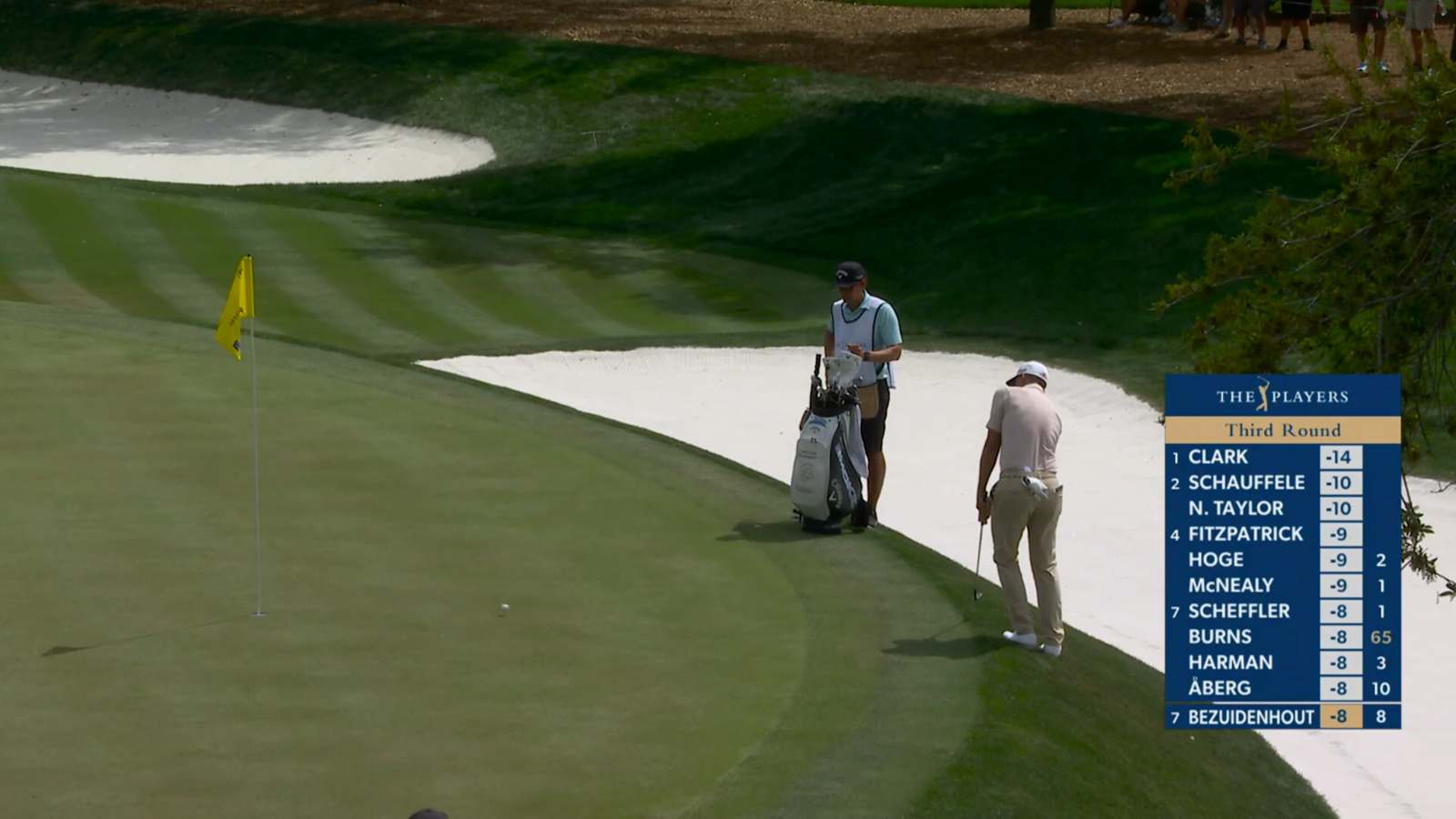 Christiaan Bezuidenhout chips in for birdie at THE PLAYERS