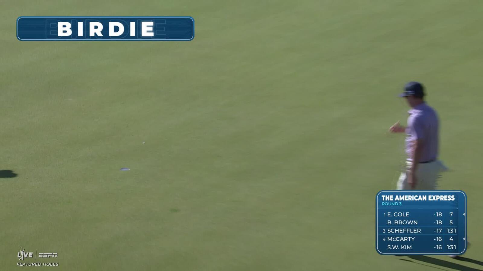 Zach Johnson sinks 24-foot birdie putt on No. 4 at The American Express