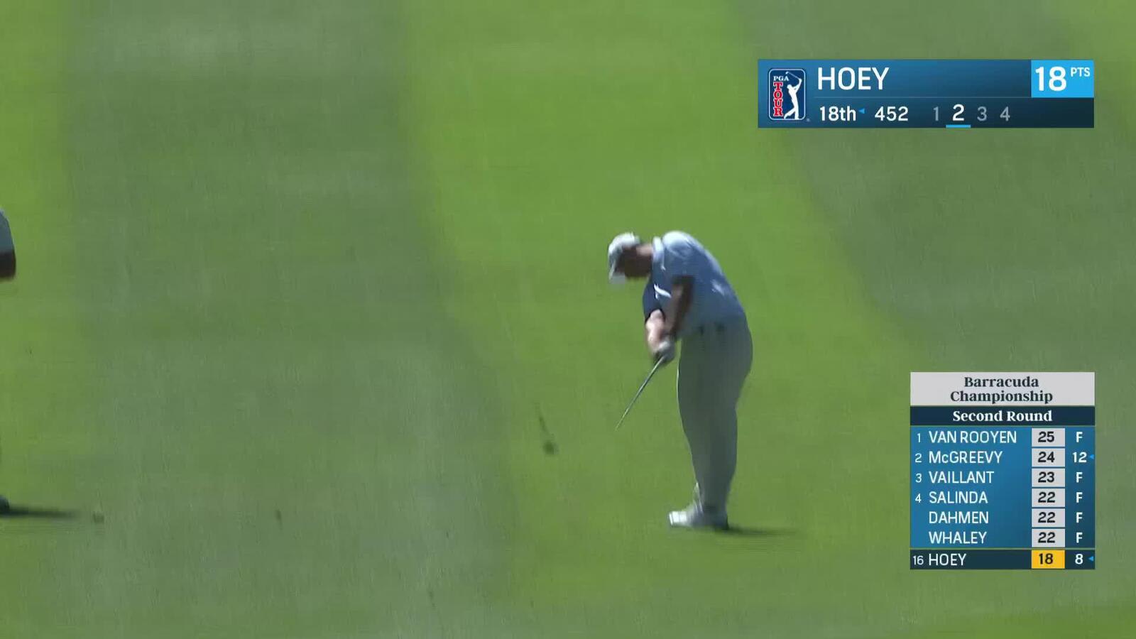 Rico Hoey makes second birdie in a row on No. 18 at Barracuda