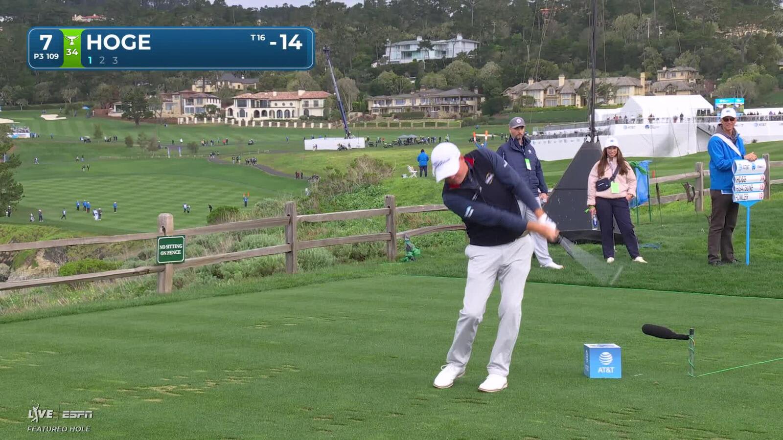 Tom Hoge hits 109-yard tee shot to 9 feet, sets up birdie on No. 7 at Pebble Beach