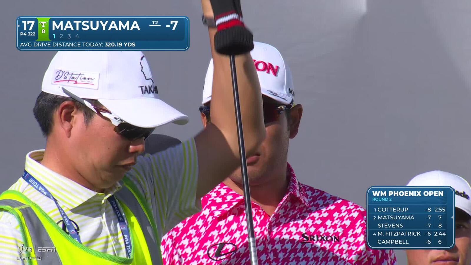 Hideki Matsuyama sinks 51-foot birdie putt on No. 17 at WM Phoenix