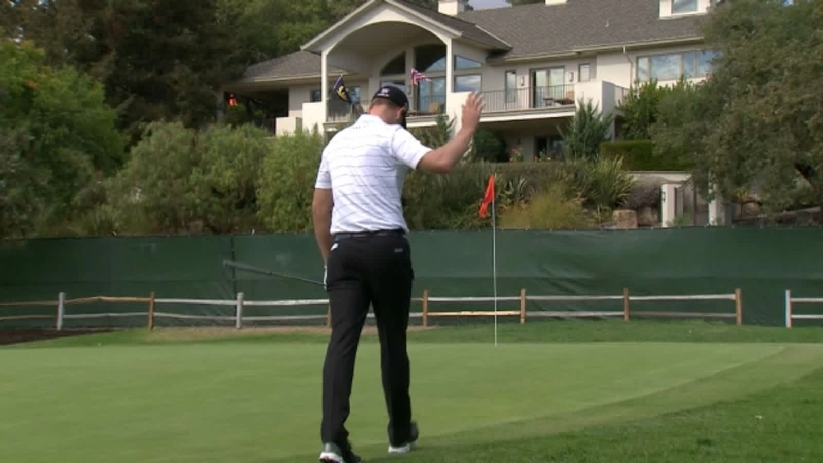 Brendan Steele's beautiful chip tracks in for eagle at Frys.com Open
